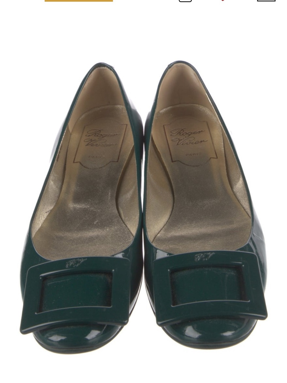 Roger Vivier Dark Green U Look Ballerinas Patent Leather Flats with Buckle sz 6